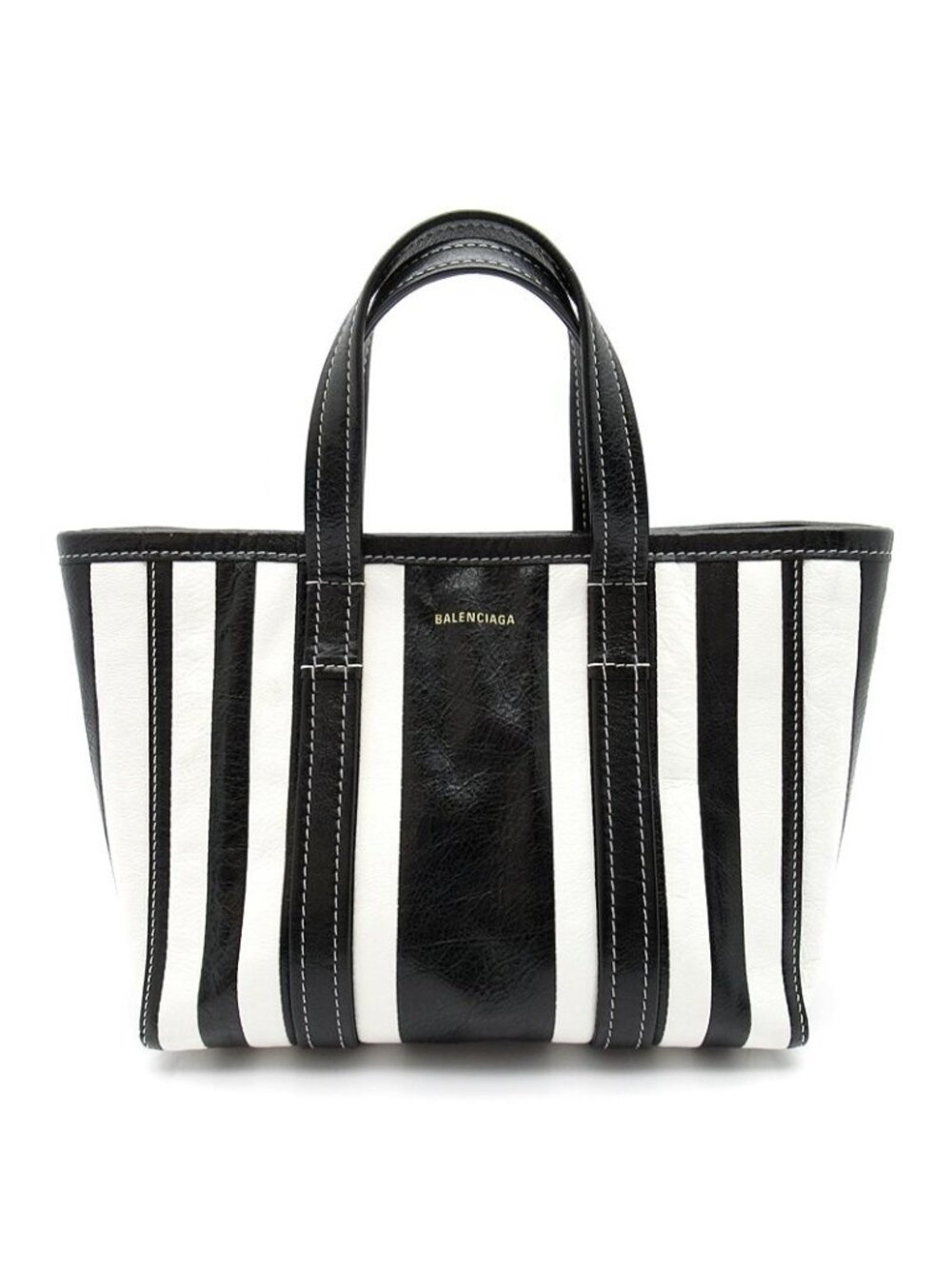 Balenciaga Barbes 2-Way Tote Bag Leather Black White